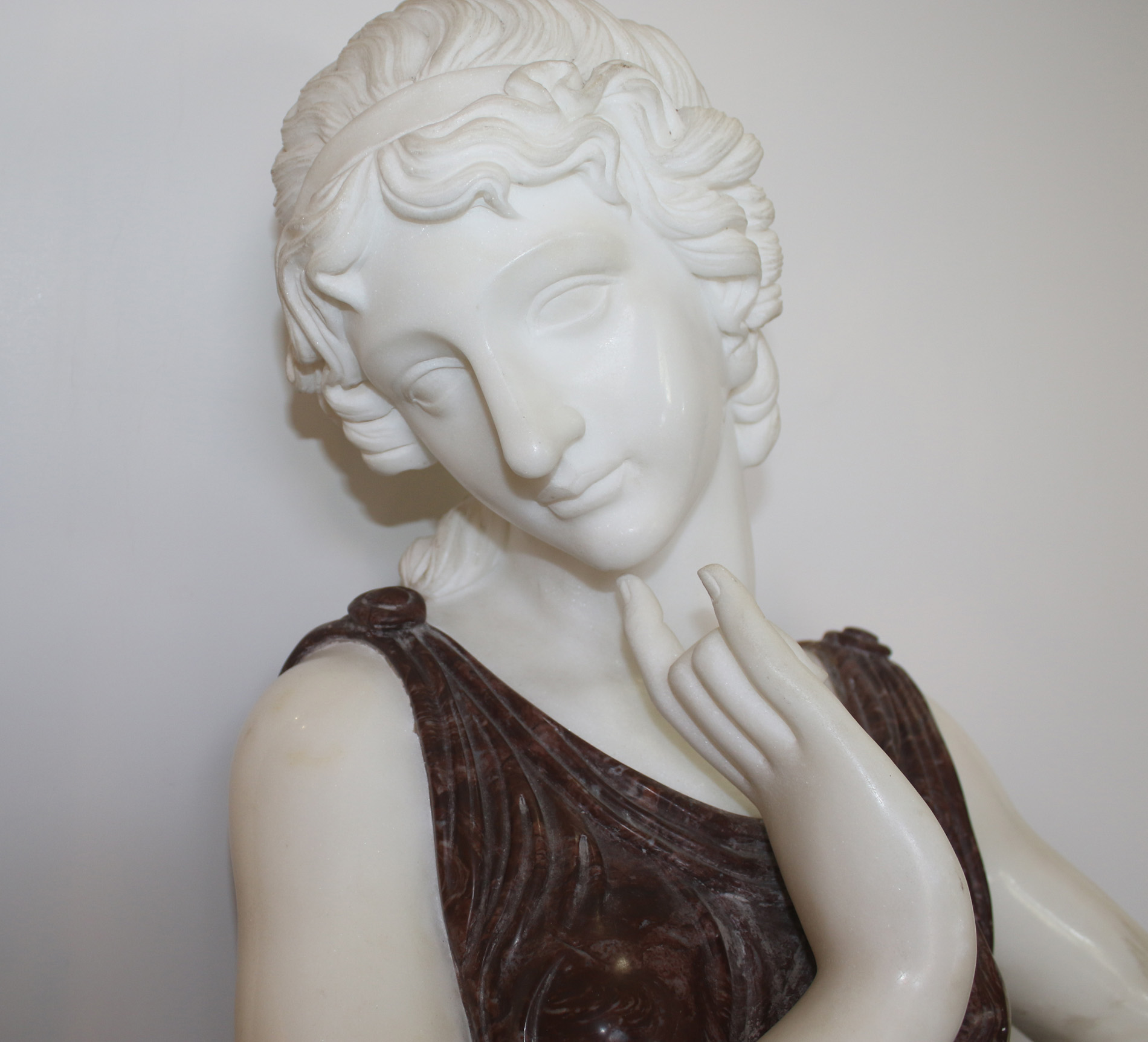 Marble Statue of Lady Carved by Hand Modernism